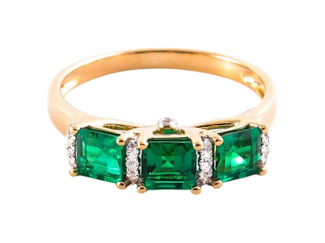 Золотое кольцо с Изумрудами и Бриллиантами 16.5р 0