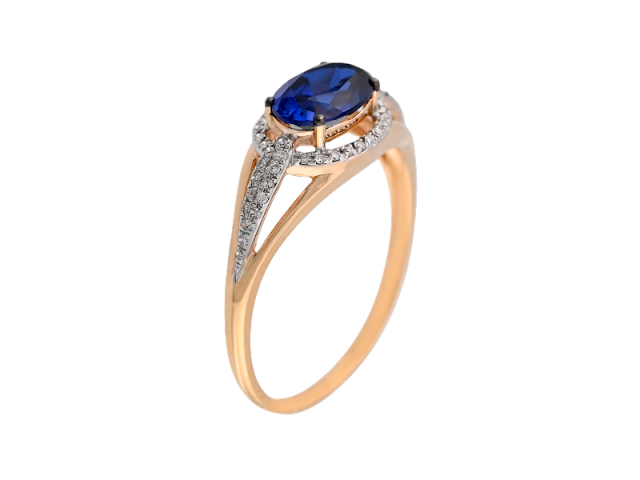 Золотое кольцо с Сапфиром и Бриллиантами 18.5р 0