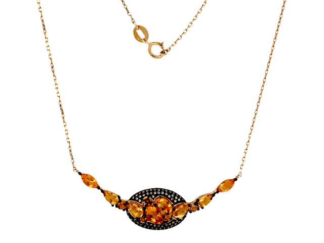 Золотое колье с цитринами и бриллиантами 0