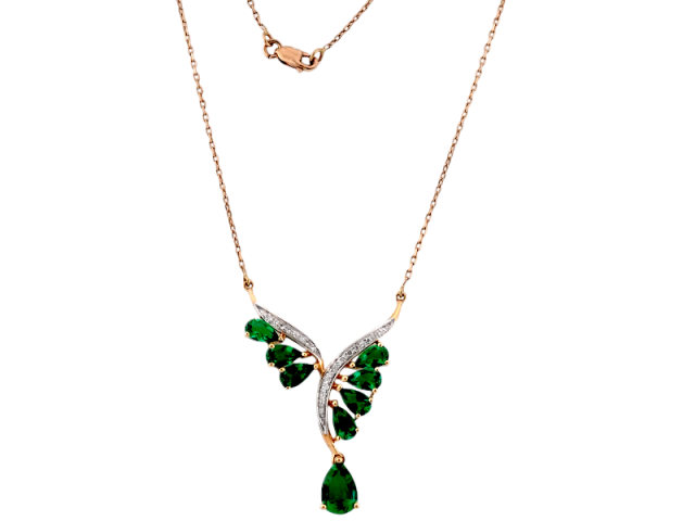 Золотое колье с бриллиантами и изумрудами 0