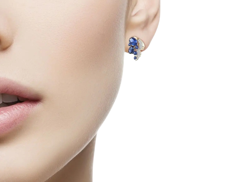 Золотые серьги с Сапфирами и Бриллиантами  1