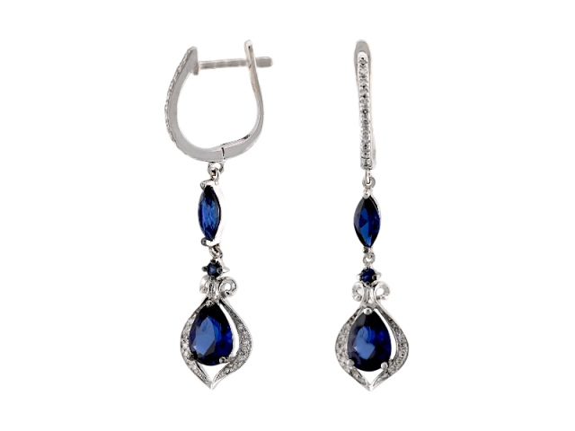 Золотые серьги с Сапфирами и Бриллиантами 0