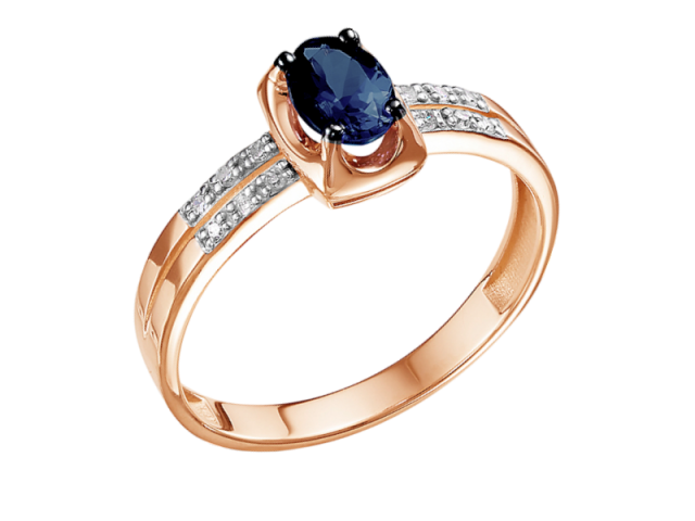 Золотое кольцо с Сапфиром и Бриллиантами 17.5р 0
